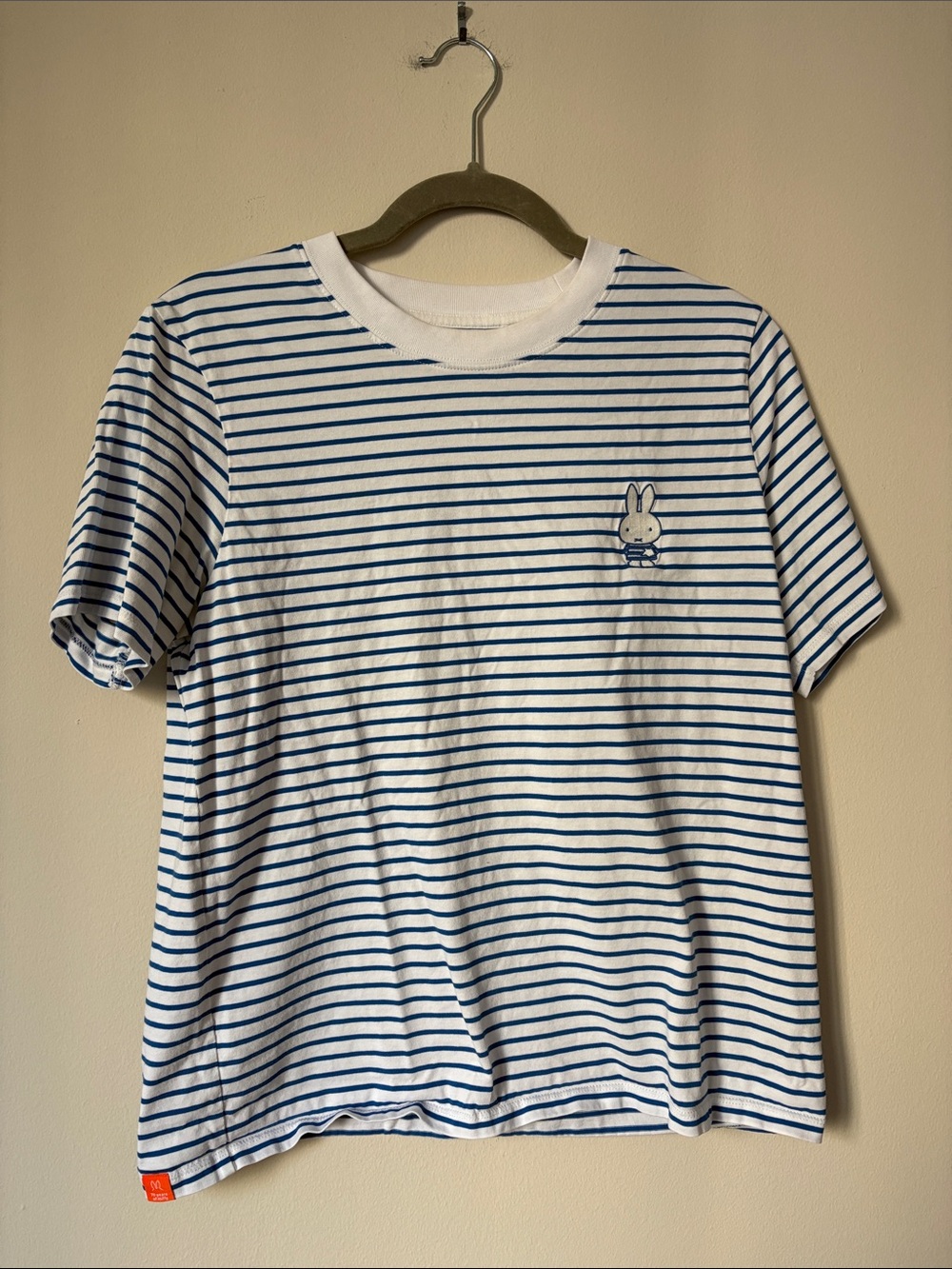 Uniqlo White and Blue Striped Short-Sleeve Tee with Miffy